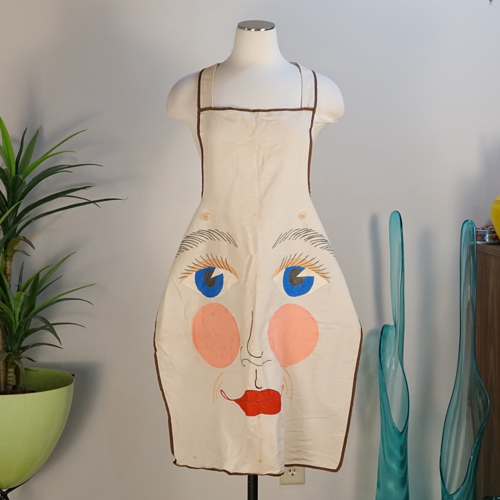 Vintage 50s Face Apron Tie Waist Ooak Handmade